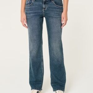 Hollister Women's Straight Leg Jeans - Dark Blue